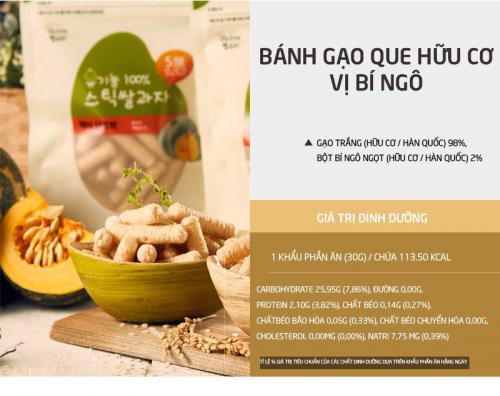 Bánh gạo que hữu cơ vị Bí Ngô Green One Food Hàn Quốc