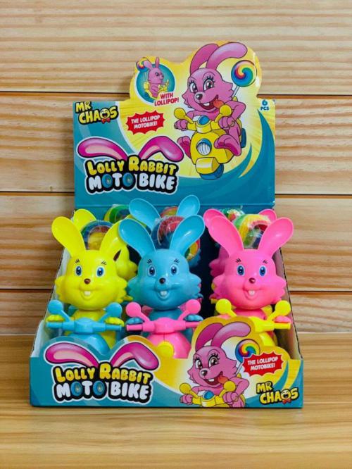 Kẹo đồ chơi Châu Âu lolly rabbit moto bike