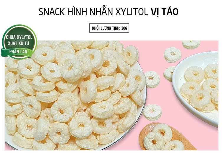 Snack hình nhẫn XYLITOL vị táo Naeiae Hàn Quốc