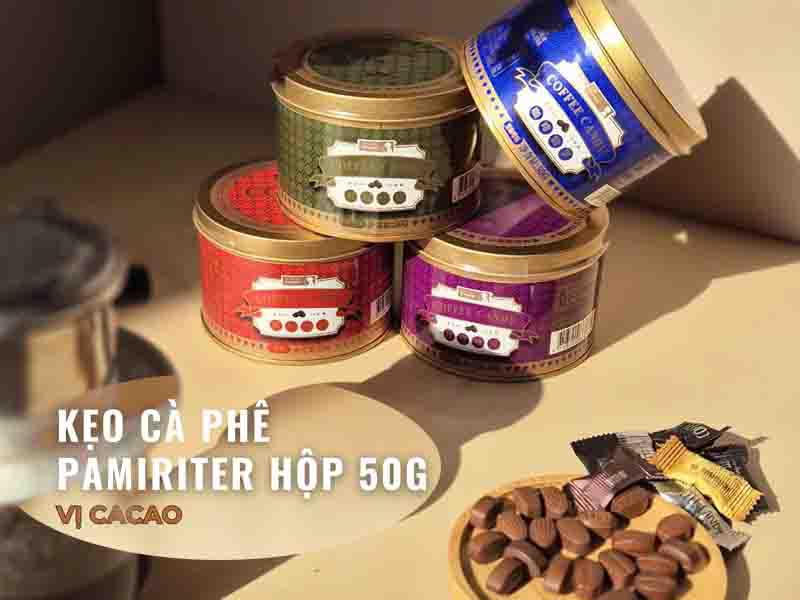 Kẹo cà phê pamiriter hộp 50g vi cacao