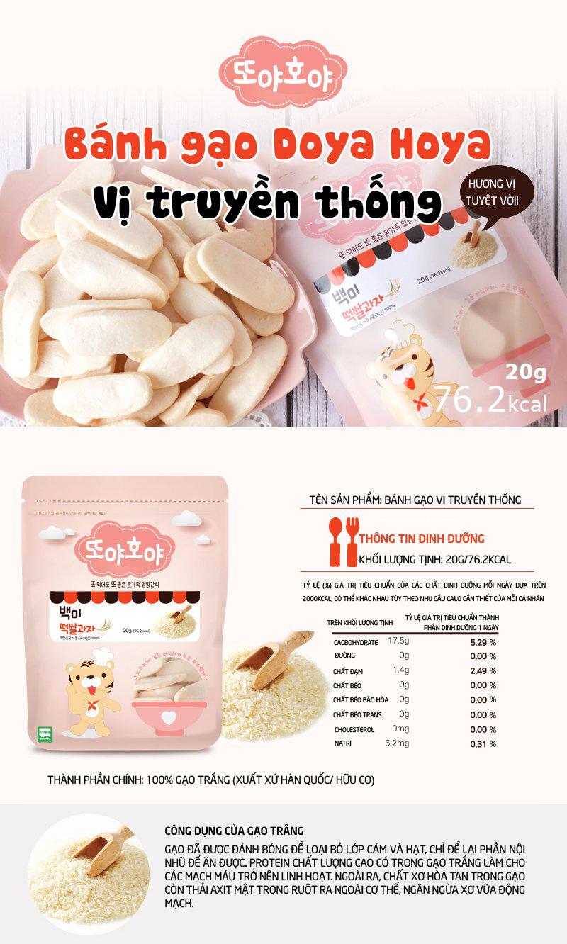 Bánh gạo que hữu cơ vị Truyền Thống Doya hoya Hàn Quốc