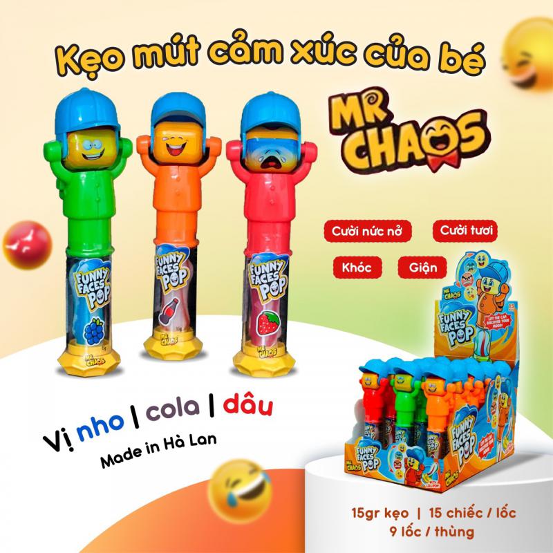 Kẹo đồ chơi Châu Âu funny faces pop