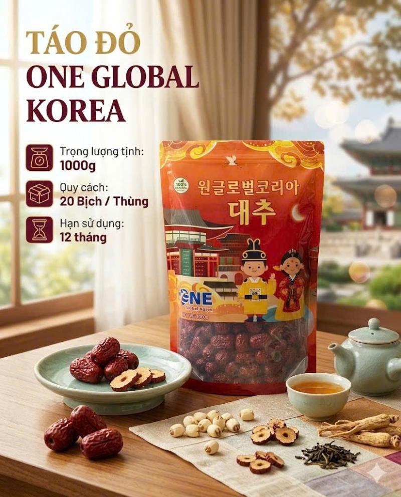 Táo Đỏ Sấy Khô One Global KOREA 1000g