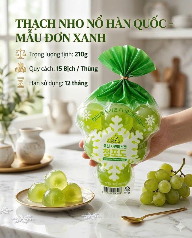Thạch nho nổ Hàn Quốc mẫu đơn xanh