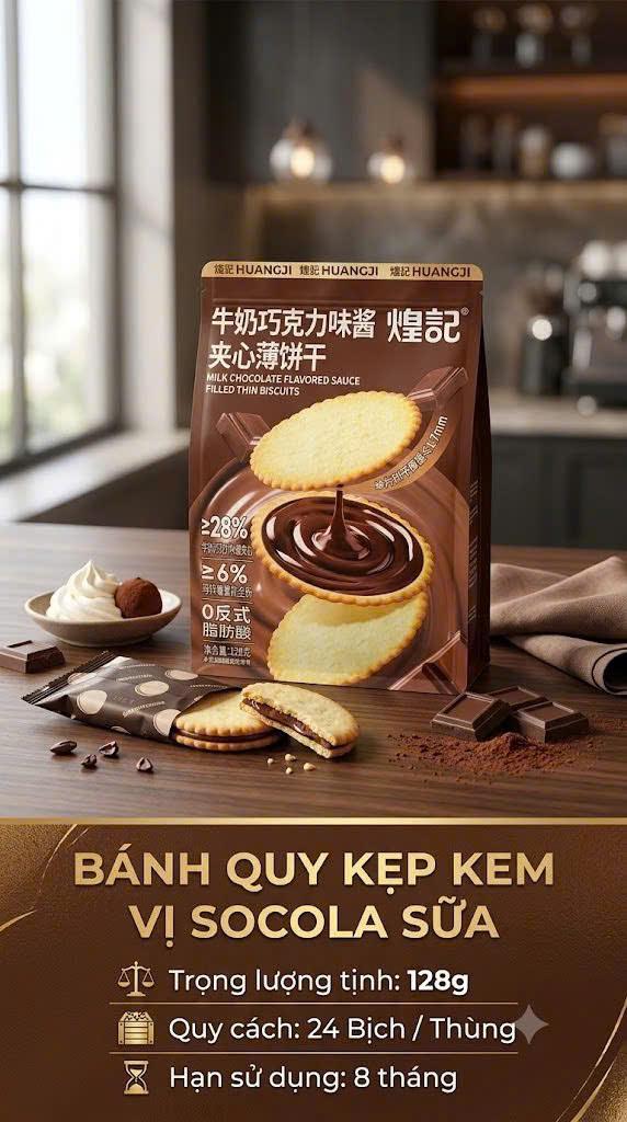 Bánh quy kẹp kem vị so cô la sữa 128G