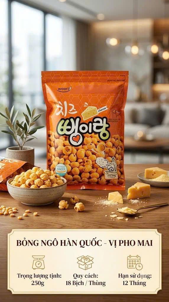 Bỏng ngô Hàn Quốc vị Phô mai