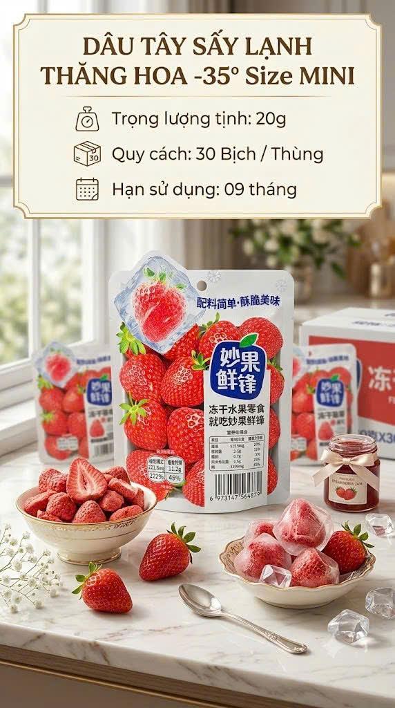 Dâu tây sấy lạnh thăng hoa size mini 20G