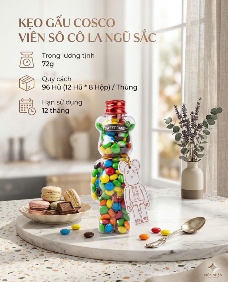 Kẹo Gấu Cosco viên sô cô la ngũ sắc