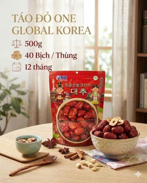 Táo Đỏ Sấy Khô One Global Túi Xanh 500g