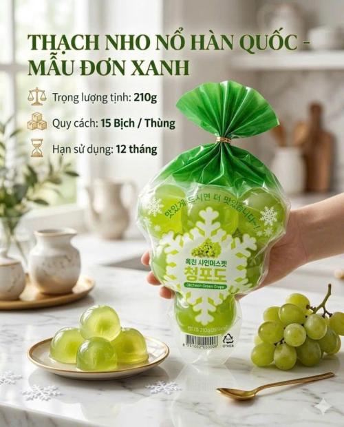 Thạch nho nổ Hàn Quốc mẫu đơn xanh