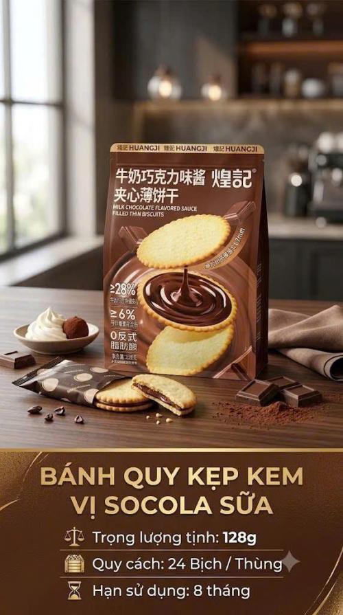 Bánh quy kẹp kem vị so cô la sữa 128G