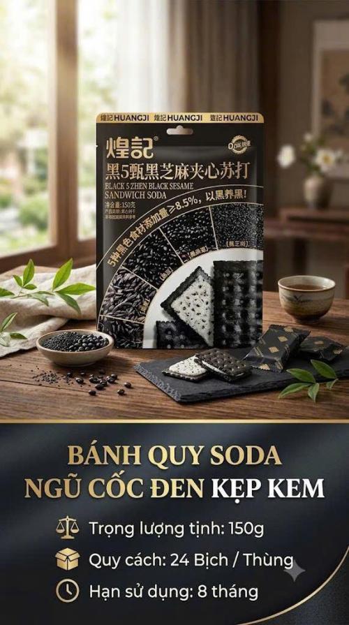 Bánh quy SODA ngũ cốc đen kẹp kem 150G