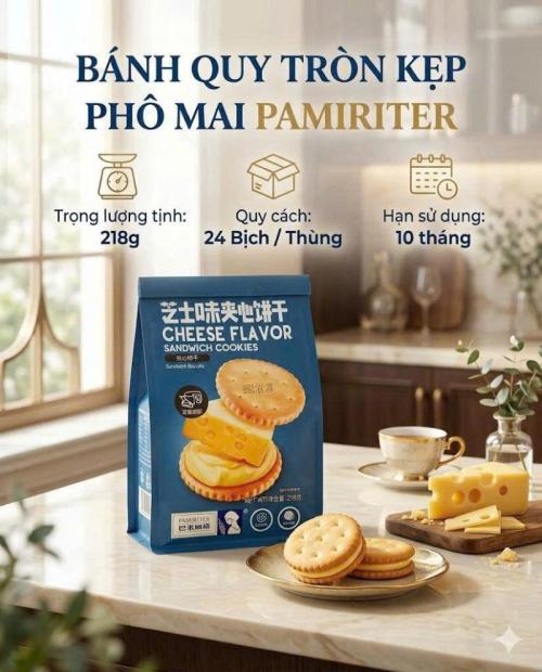 Bánh quy tròn kẹp phô mai PAMIRITER 218G
