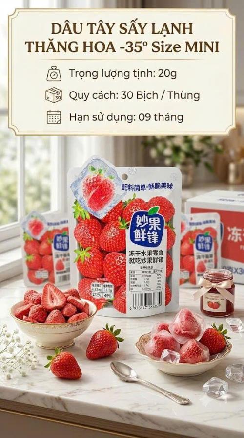 Dâu tây sấy lạnh thăng hoa size mini 20G