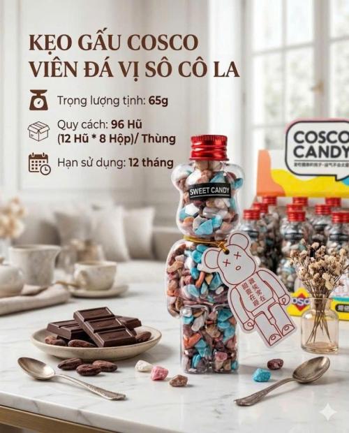 Kẹo Gấu Cosco viên đá vị sô cô la
