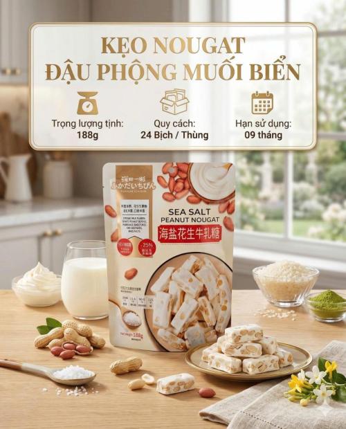 Kẹo NOUGAT đậu phong muối biển